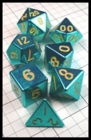Dice : Dice - Metal Dice - Teal Shiny with yellow Numerals - Dark Ages